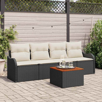Tuinbankenset Met Opslag 5 Pcs En Crème Poly Rattan