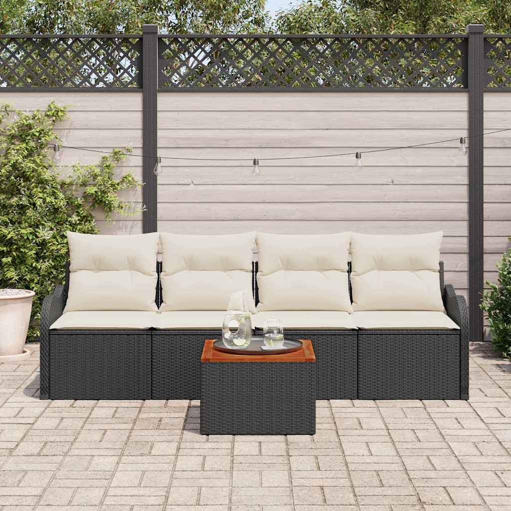 Tuinbankenset Met Opslag 5 Pcs En Crème Poly Rattan