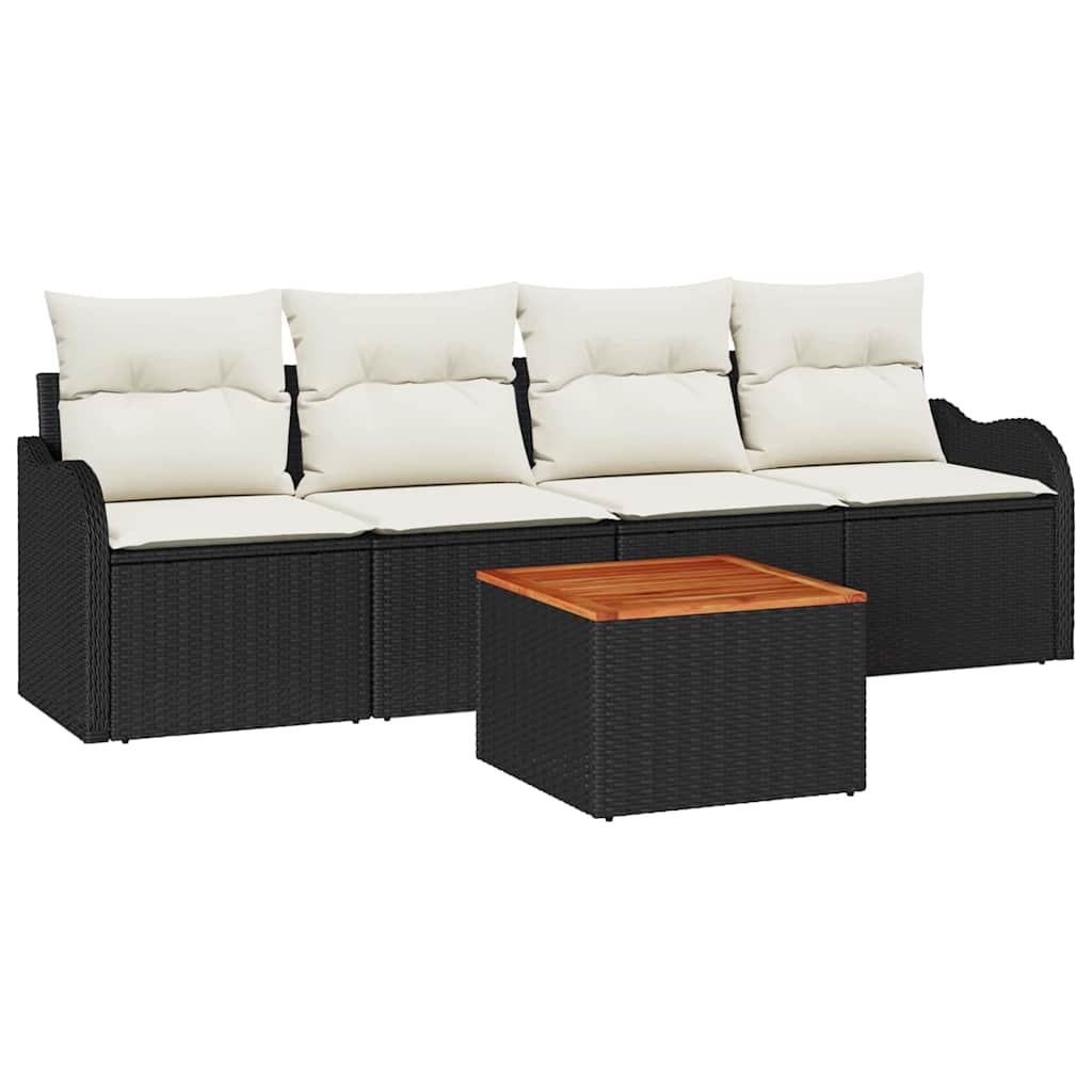 Tuinbankenset Met Opslag 5 Pcs En Crème Poly Rattan