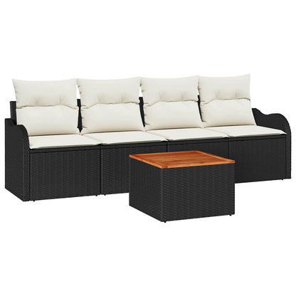 Tuinbankenset Met Opslag 5 Pcs En Crème Poly Rattan