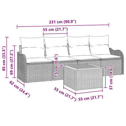 Tuinbankenset Met Opslag 5 Pcs En Crème Poly Rattan