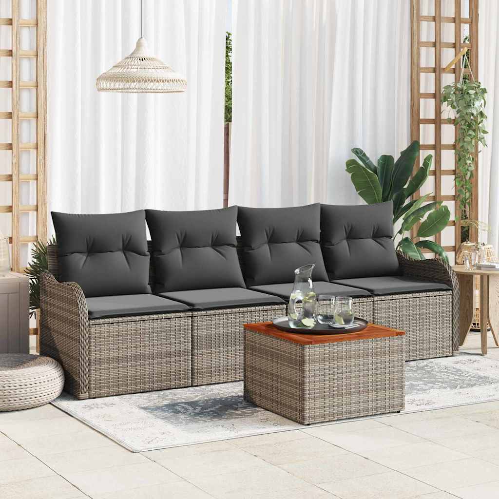 Tuinbankenset Met Opslag 5 Pcs En Crème Poly Rattan