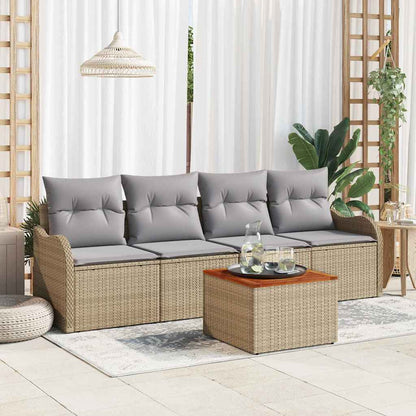 Tuinbankenset Met Opslag 5 Pcs En Crème Poly Rattan