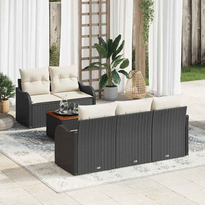 Tuinbankenset Met Opslag 6 Pcs En Crème Poly Rattan