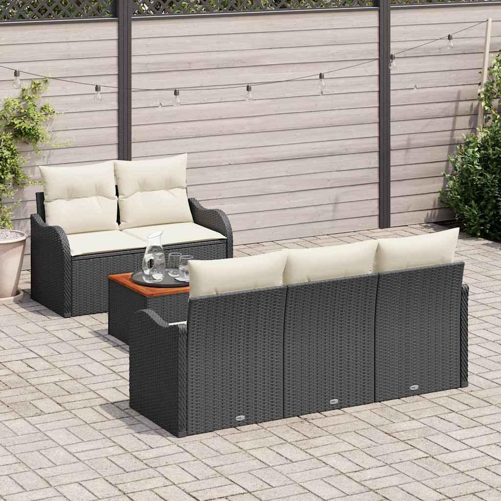 Tuinbankenset Met Opslag 6 Pcs En Crème Poly Rattan