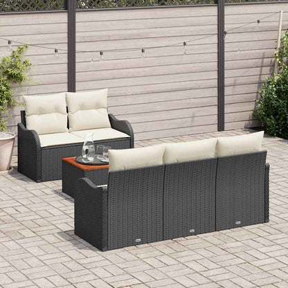 Tuinbankenset Met Opslag 6 Pcs En Crème Poly Rattan