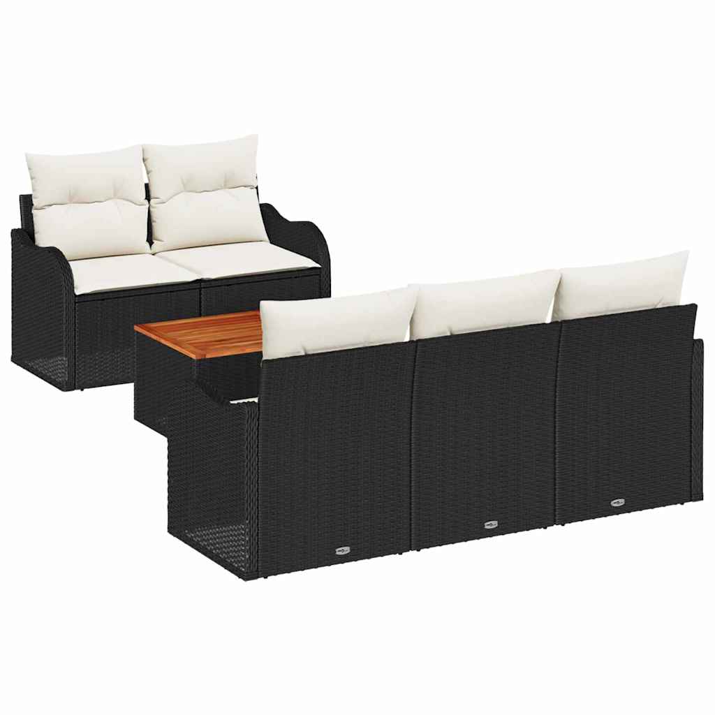 Tuinbankenset Met Opslag 6 Pcs En Crème Poly Rattan