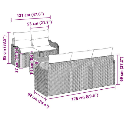 Tuinbankenset Met Opslag 6 Pcs En Crème Poly Rattan