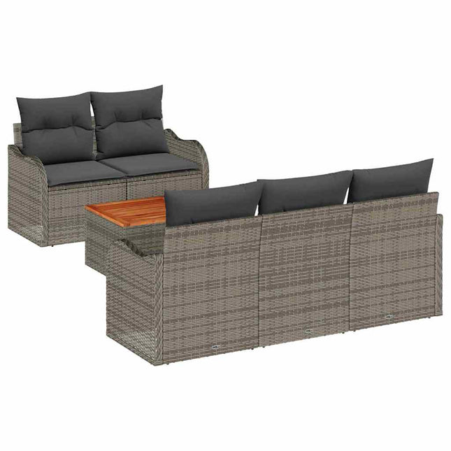 Tuinbankenset Met Opslag 6 Pcs Poly Rattan