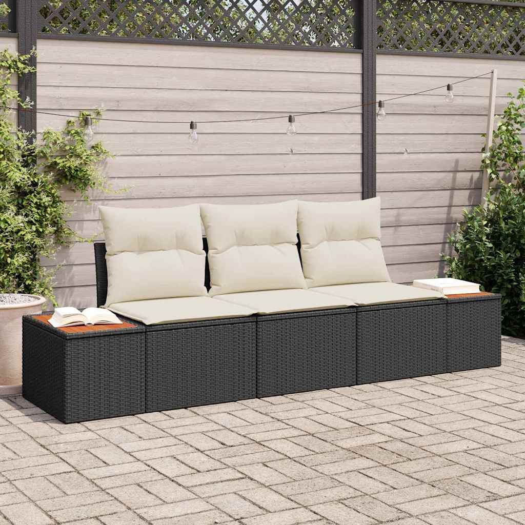 Tuin Sofa Set Met Opslag 3 Pcs En Crème Poly Riet