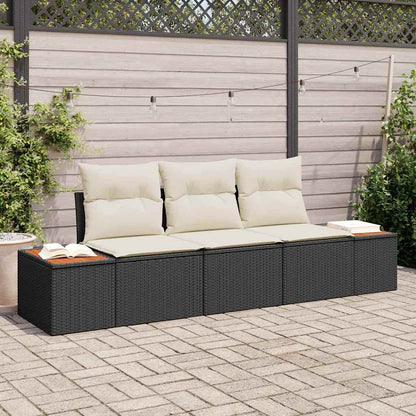 Tuin Sofa Set Met Opslag 3 Pcs En Crème Poly Riet