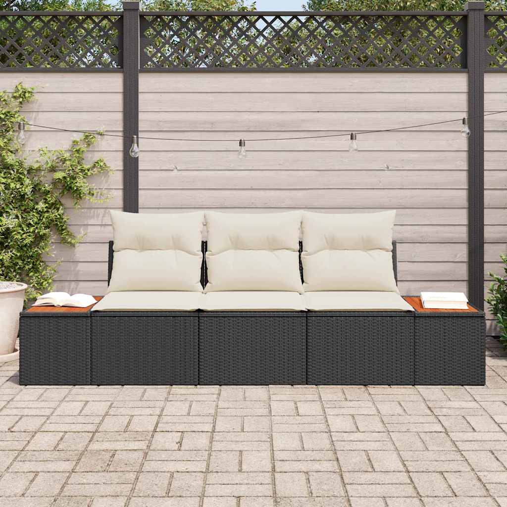 Tuin Sofa Set Met Opslag 3 Pcs En Crème Poly Riet