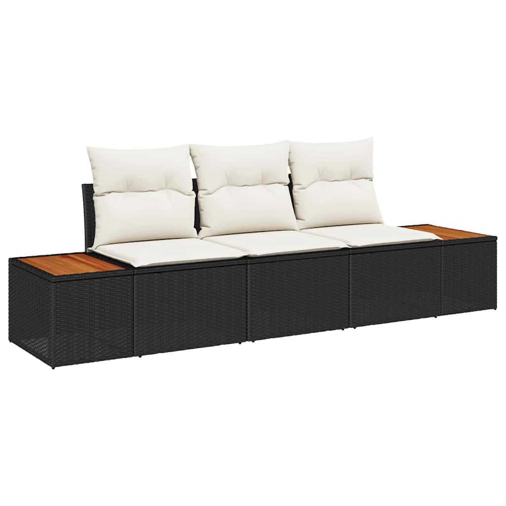 Tuin Sofa Set Met Opslag 3 Pcs En Crème Poly Riet