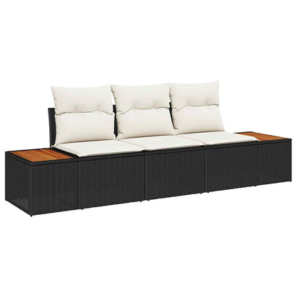 Tuin Sofa Set Met Opslag 3 Pcs En Crème Poly Riet