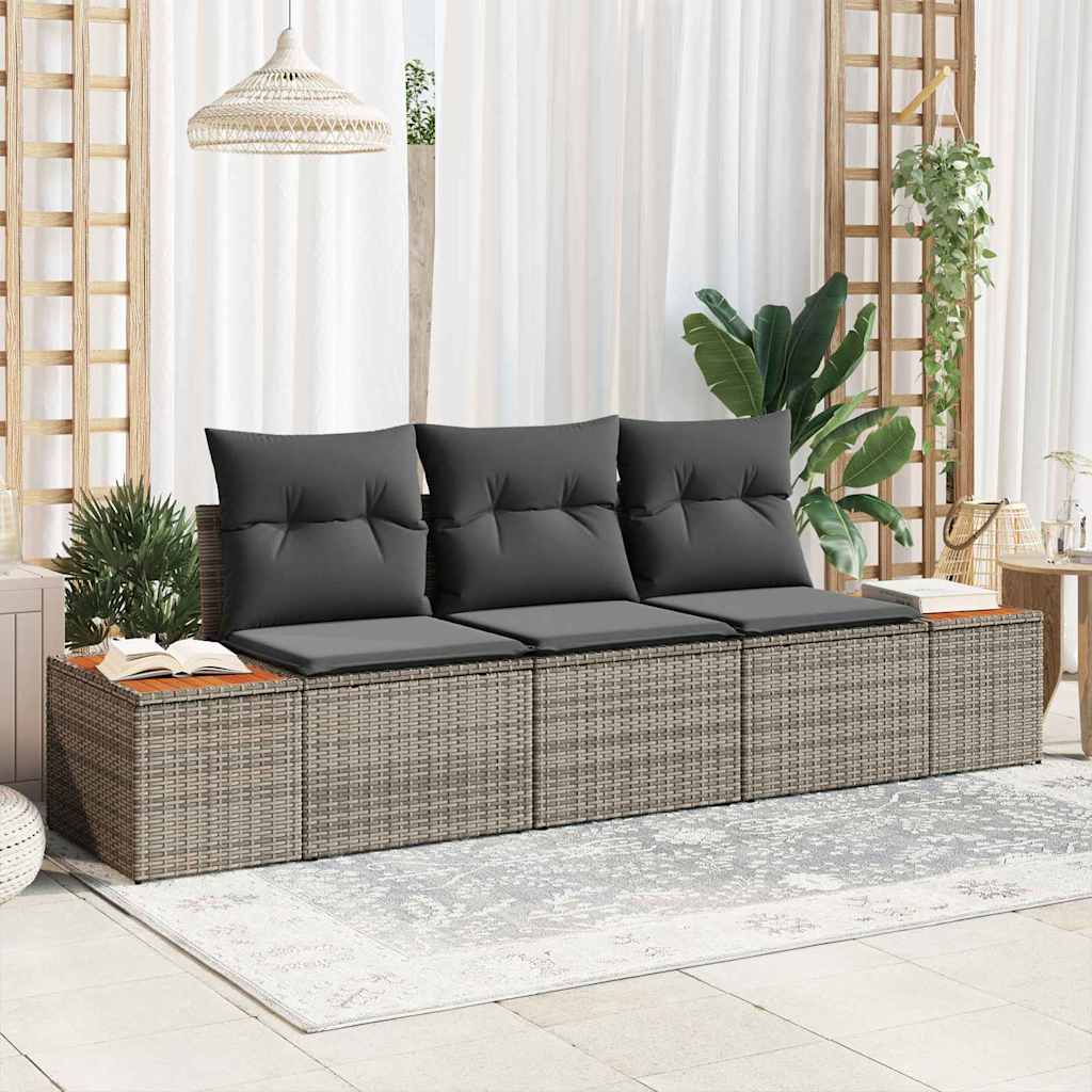 Tuin Sofa Set Met Opslag 3 Pcs En Crème Poly Riet