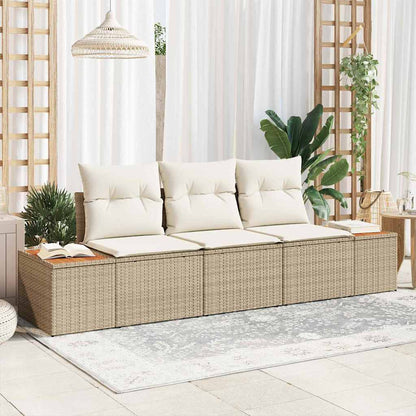 Tuin Sofa Set Met Opslag 3 Pcs En Crème Poly Riet