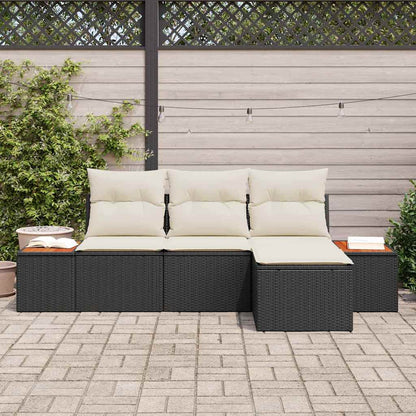 Tuin Sofa Set Met Kussen 4 Pcs En Crème Poly Rattan