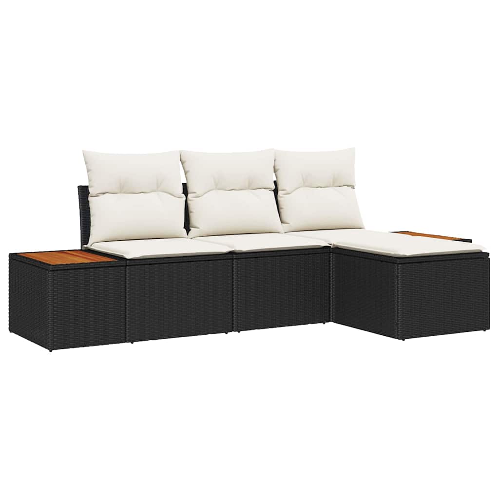 Tuin Sofa Set Met Kussen 4 Pcs En Crème Poly Rattan