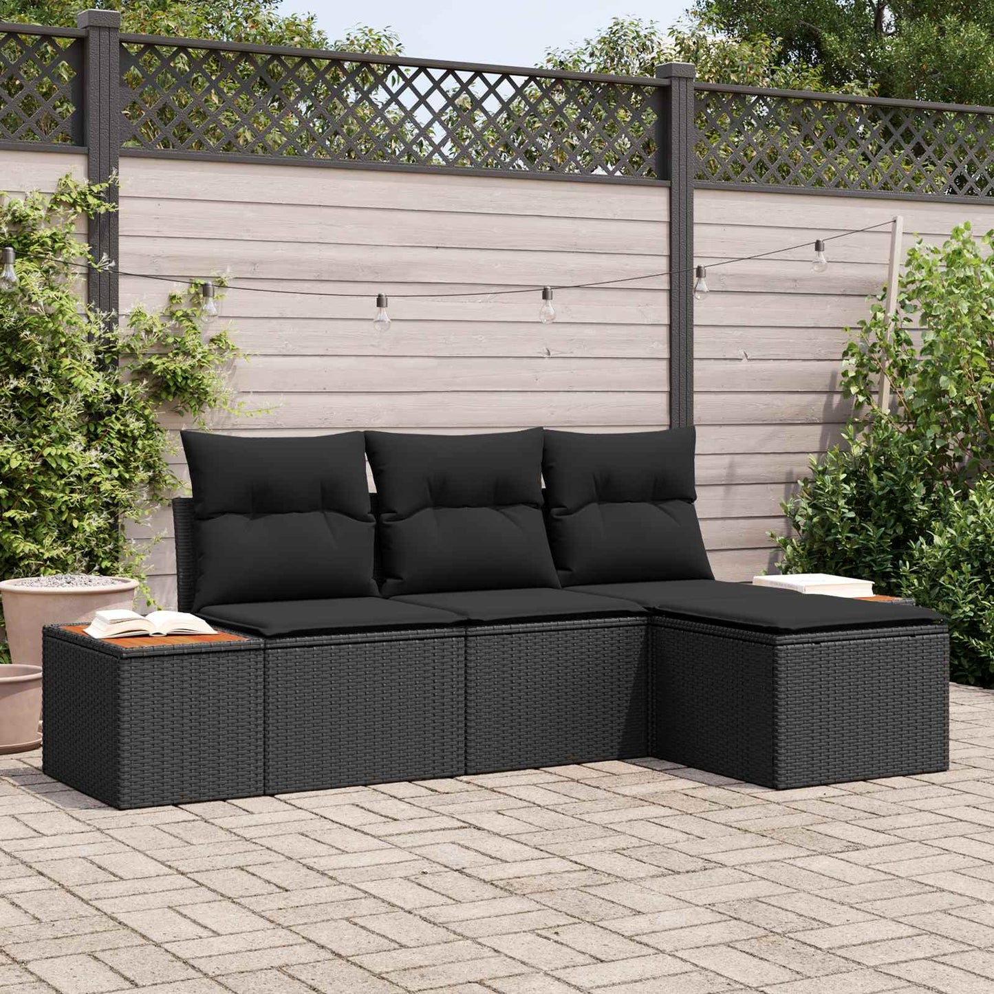 Tuin Sofa Set Met Kussen 4 Pcs En Crème Poly Rattan