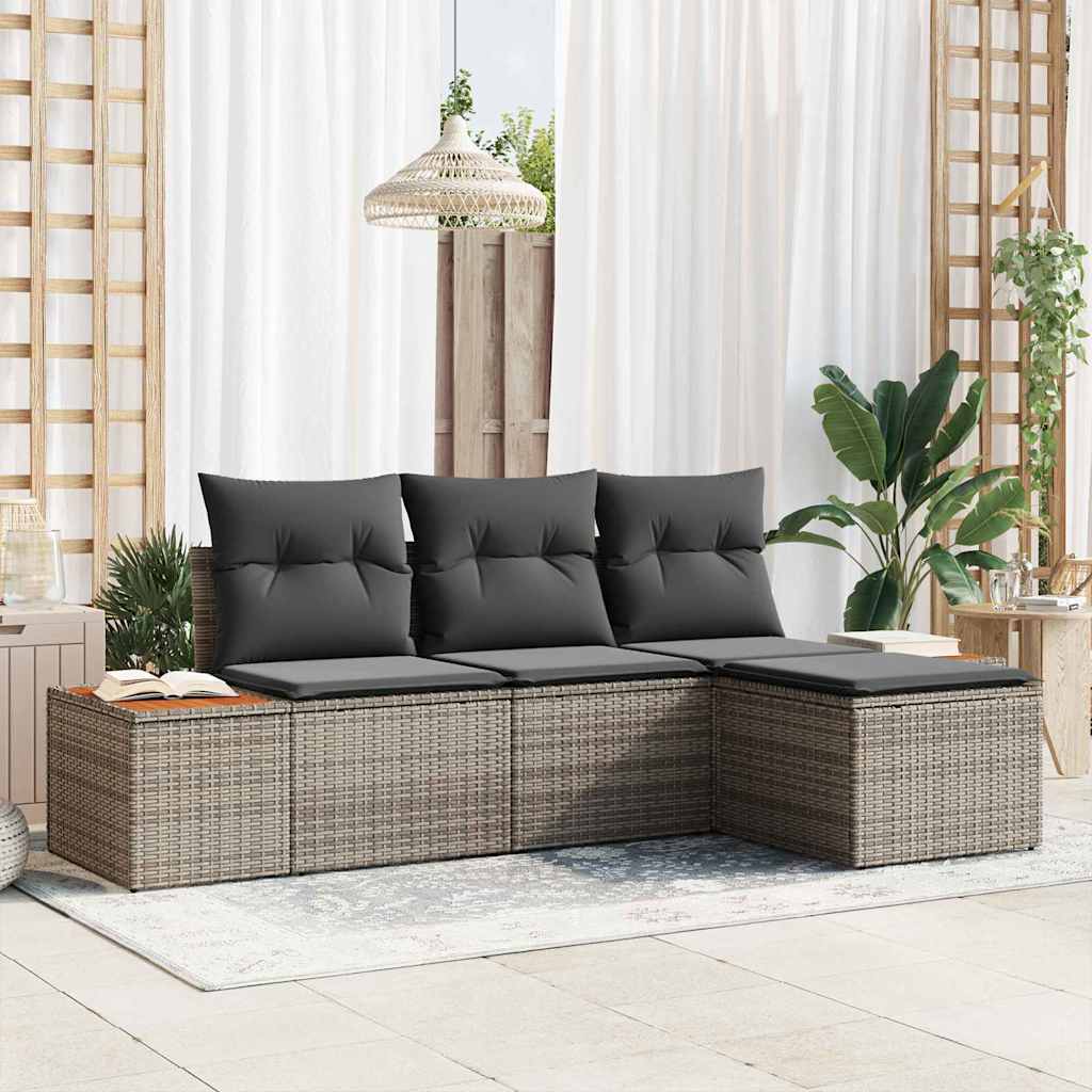 Tuin Sofa Set Met Kussen 4 Pcs En Crème Poly Rattan