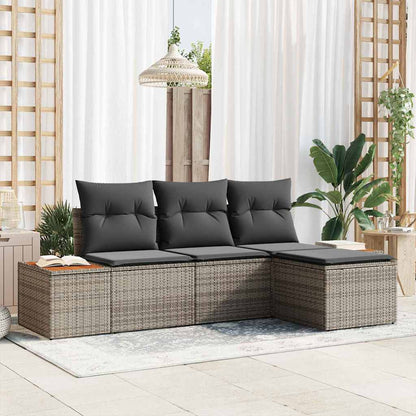 Tuin Sofa Set Met Kussen 4 Pcs En Crème Poly Rattan