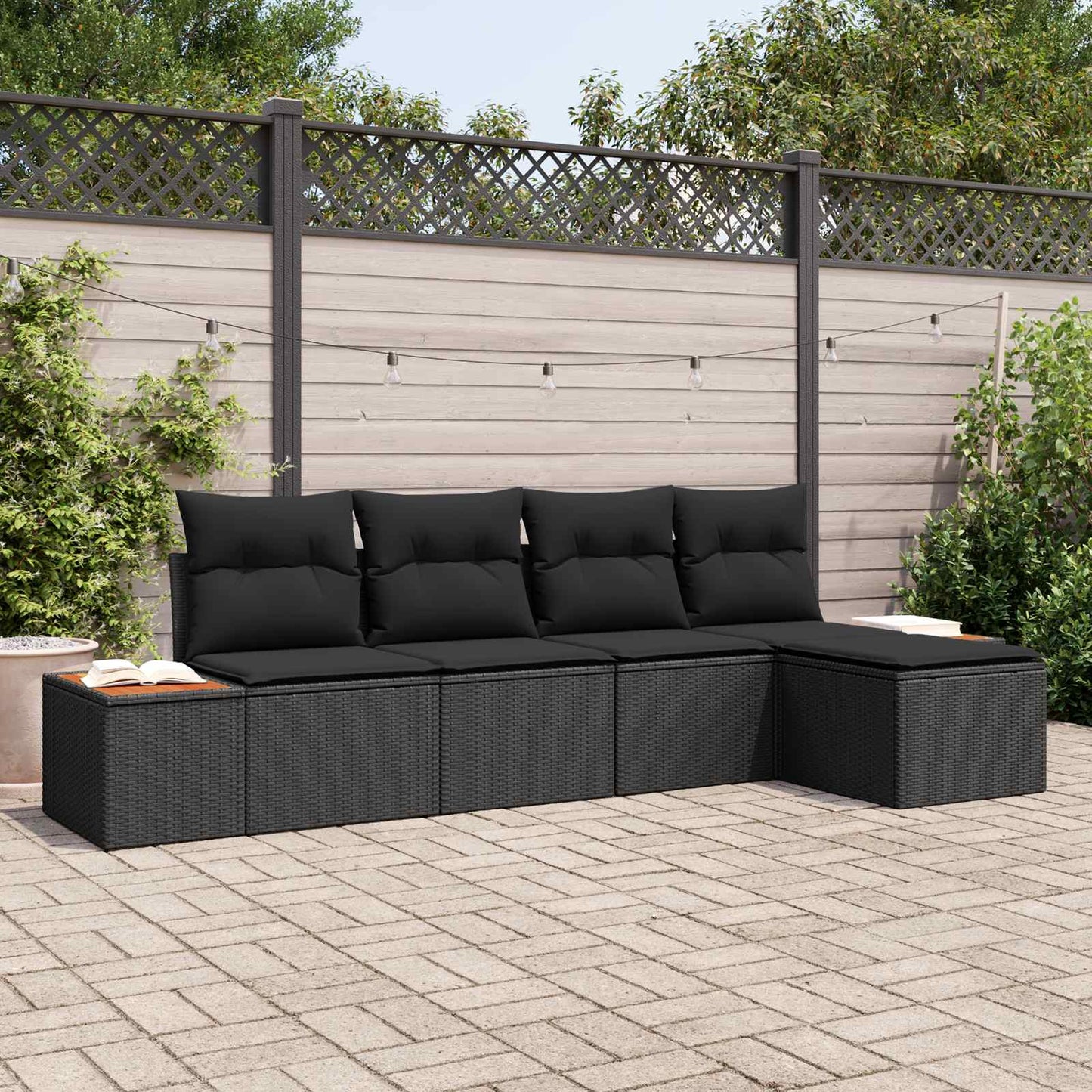 Tuinbankenset Met Kussen 6 Pcs En Crème Polyrattan