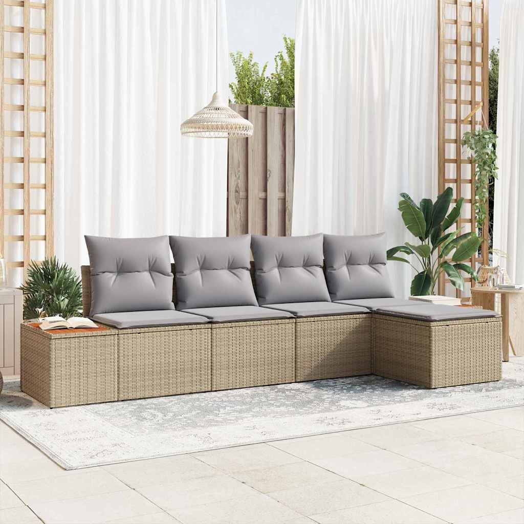 Tuinbankenset Met Kussen 6 Pcs En Crème Polyrattan