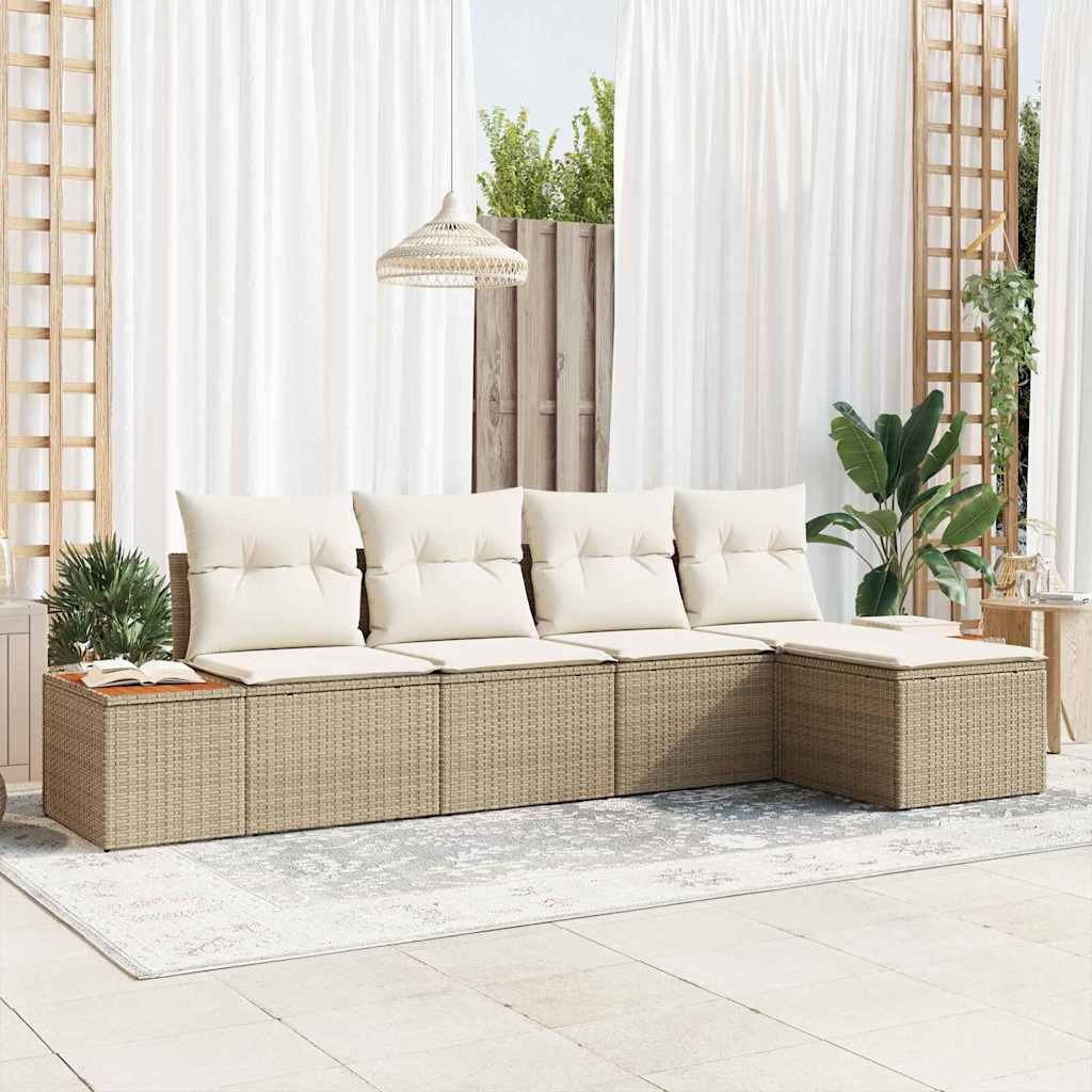 Tuinbankenset Met Kussen 6 Pcs En Crème Polyrattan