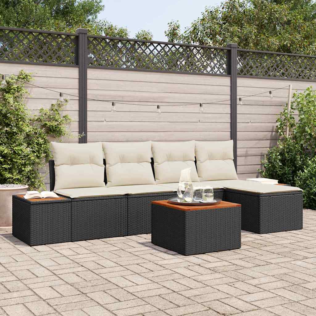Tuinbankenset Met Kussen 6 Pcs En Crème Polyrattan