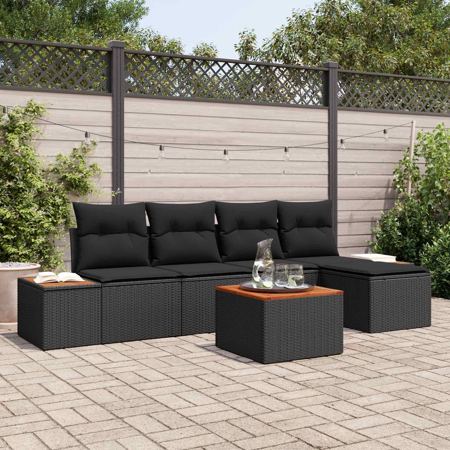 Tuinbankenset Met Kussen 6 Pcs En Crème Polyrattan