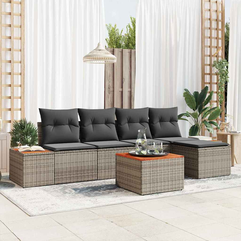 Tuinbankenset Met Kussen 6 Pcs En Crème Polyrattan