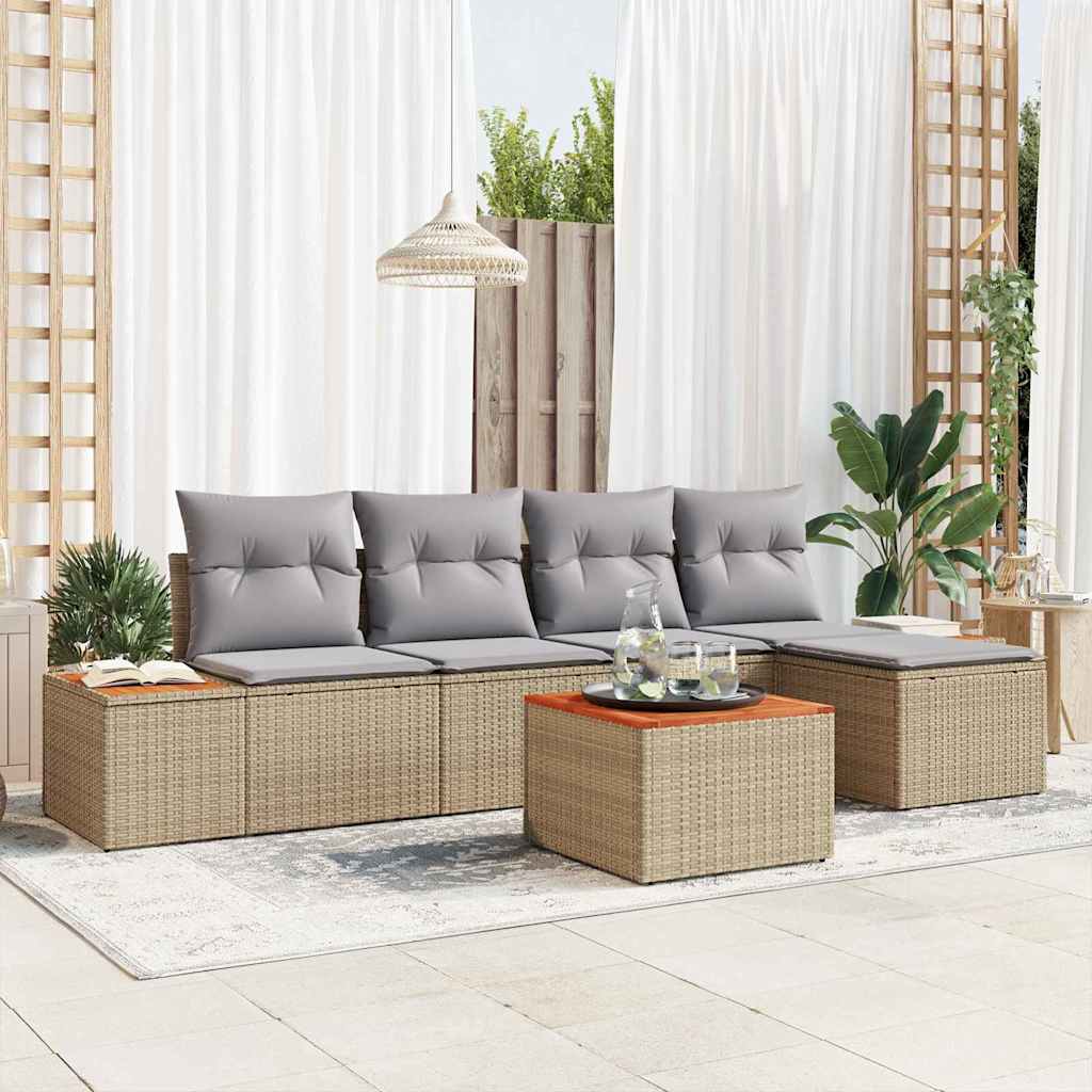 Tuinbankenset Met Kussen 6 Pcs En Crème Polyrattan