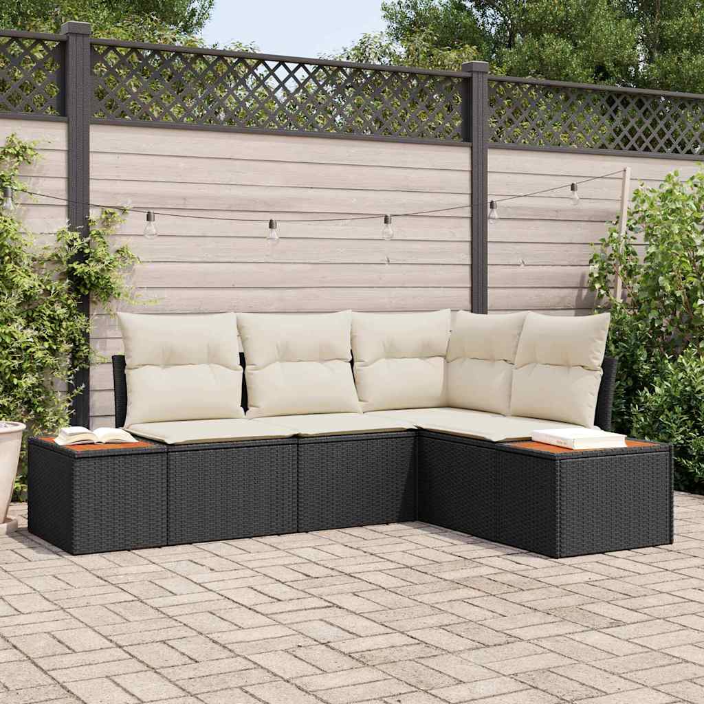 Tuinbankenset Met Kussen 4 Pcs En Crème Polyrattan