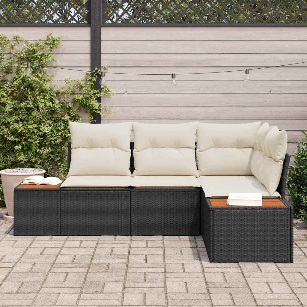 Tuinbankenset Met Kussen 4 Pcs En Crème Polyrattan