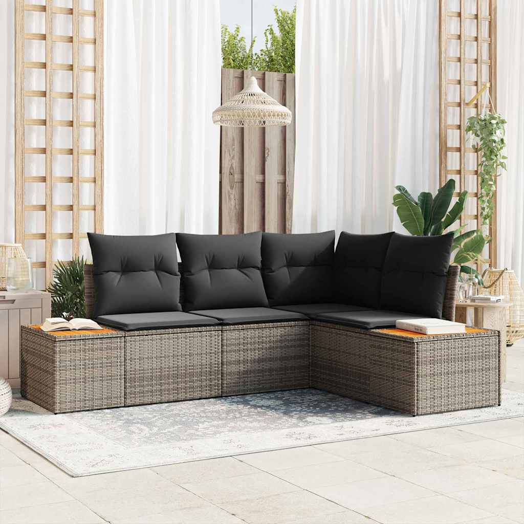 Tuinbankenset Met Kussen 4 Pcs En Crème Polyrattan