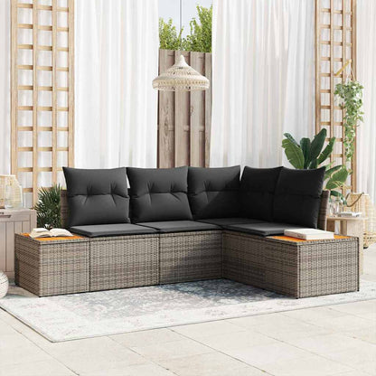 Tuinbankenset Met Kussen 4 Pcs En Crème Polyrattan