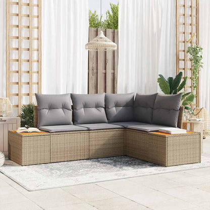 Tuinbankenset Met Kussen 4 Pcs En Crème Polyrattan
