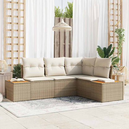 Tuinbankenset Met Kussen 4 Pcs En Crème Polyrattan