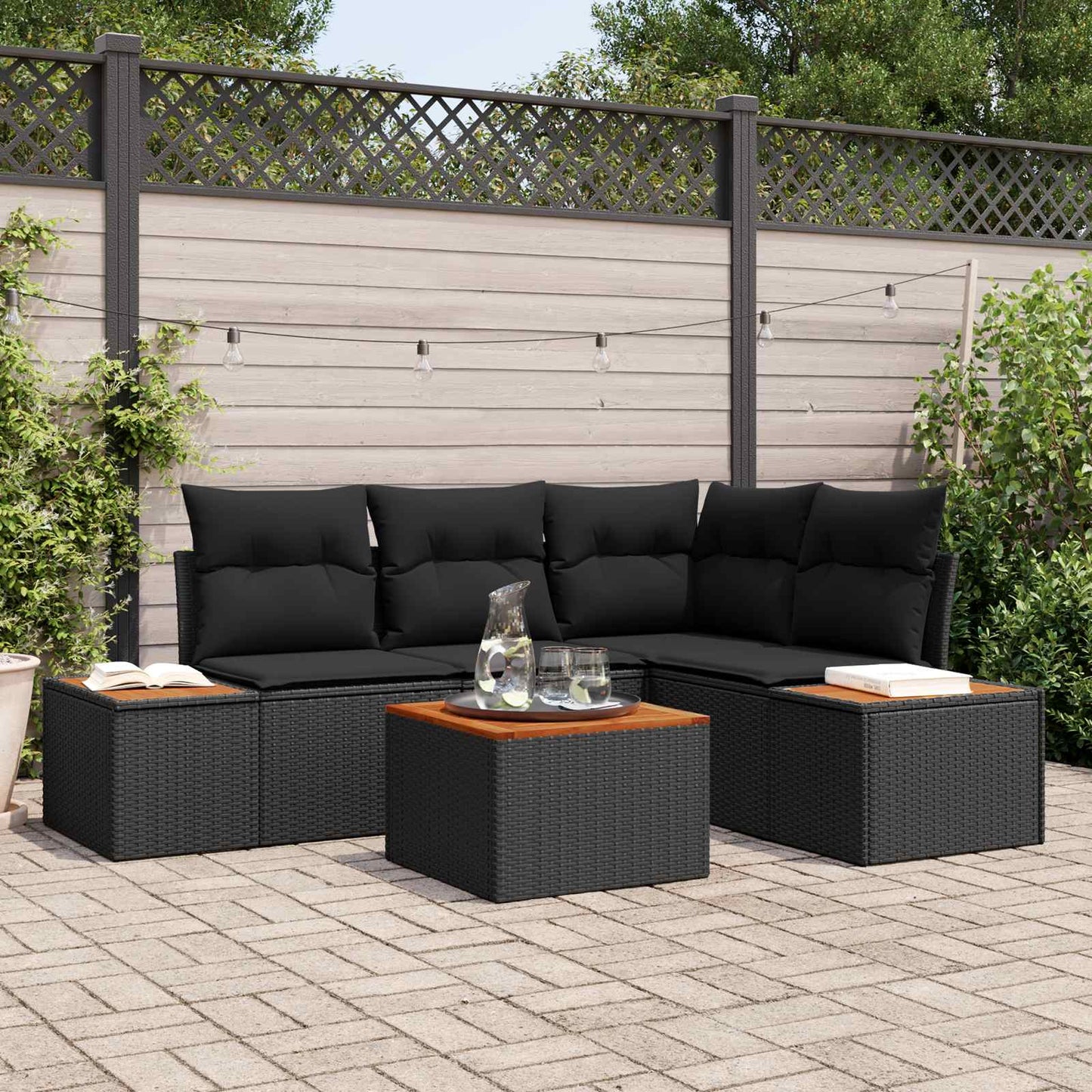 Tuinbankenset Met Kussen 4 Pcs En Crème Polyrattan