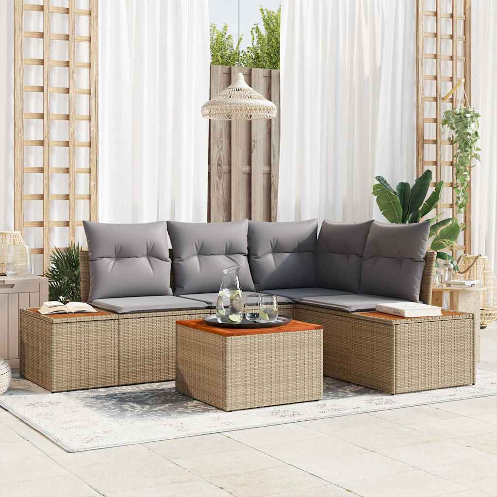 Tuinbankenset Met Kussen 4 Pcs En Crème Polyrattan