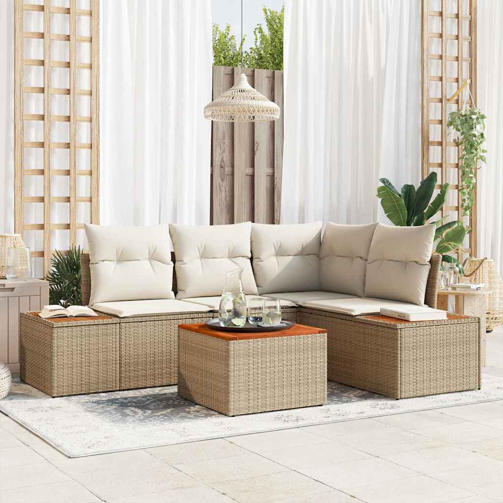 Tuinbankenset Met Kussen 4 Pcs En Crème Polyrattan
