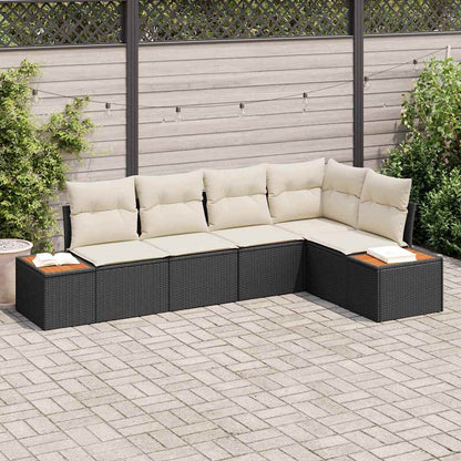 Tuin Sofa Set Met Kussen 5 Pcs En Crème Poly Riet