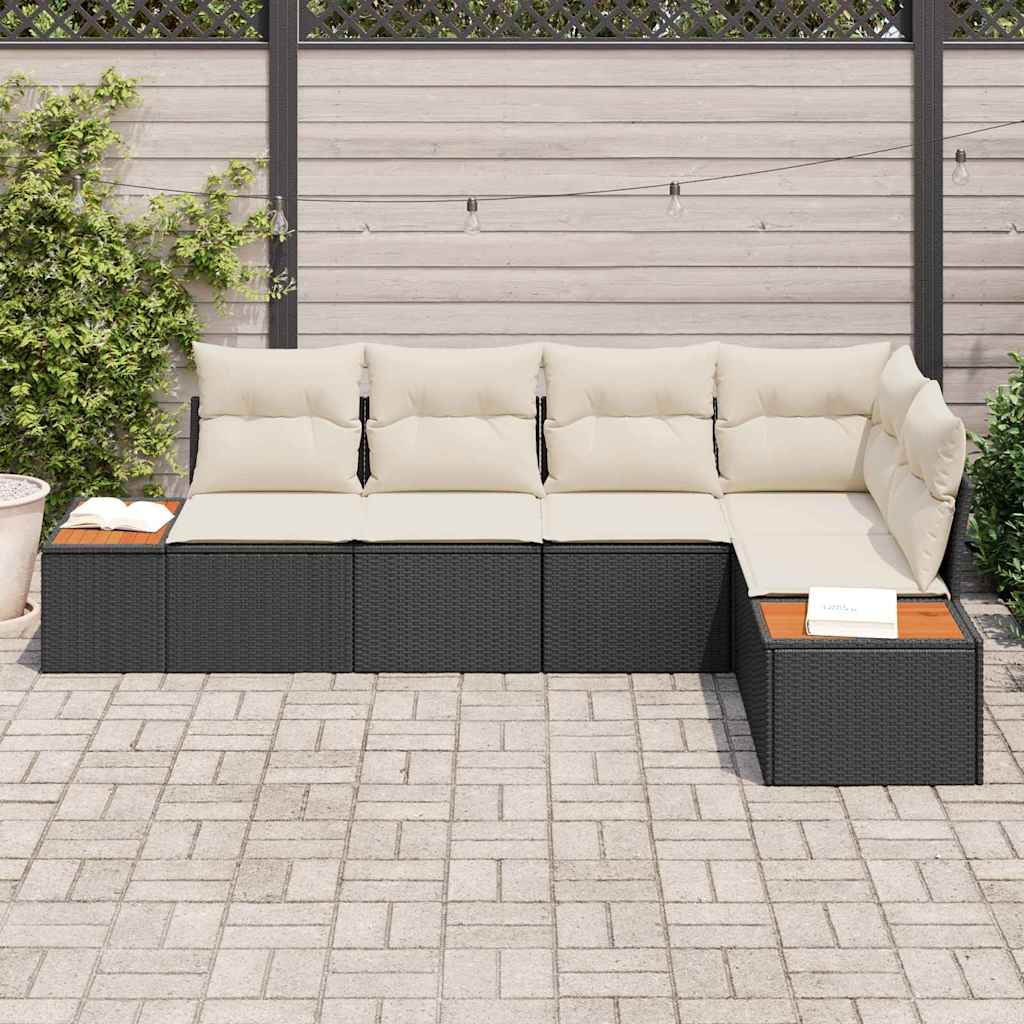 Tuin Sofa Set Met Kussen 5 Pcs En Crème Poly Riet