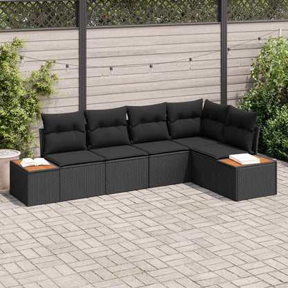 Tuin Sofa Set Met Kussen 5 Pcs En Crème Poly Riet