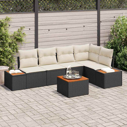 Tuin Sofa Set Met Kussen 5 Pcs En Crème Poly Riet