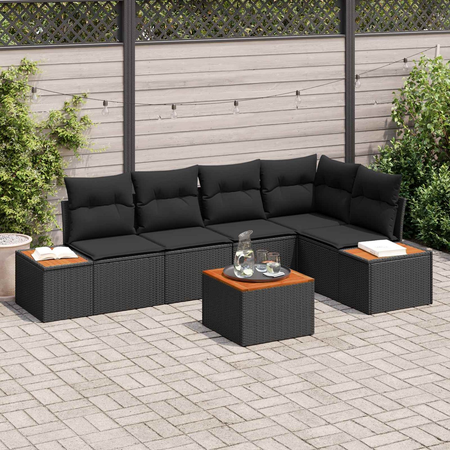 Tuin Sofa Set Met Kussen 5 Pcs En Crème Poly Riet