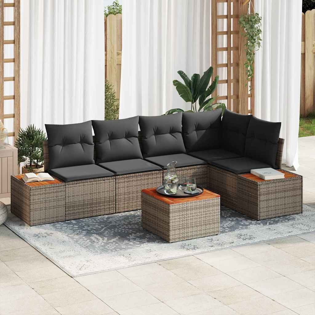 Tuin Sofa Set Met Kussen 5 Pcs En Crème Poly Riet