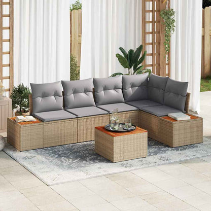 Tuin Sofa Set Met Kussen 5 Pcs En Crème Poly Riet