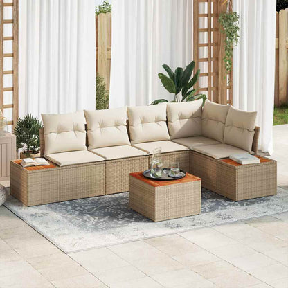 Tuin Sofa Set Met Kussen 5 Pcs En Crème Poly Riet