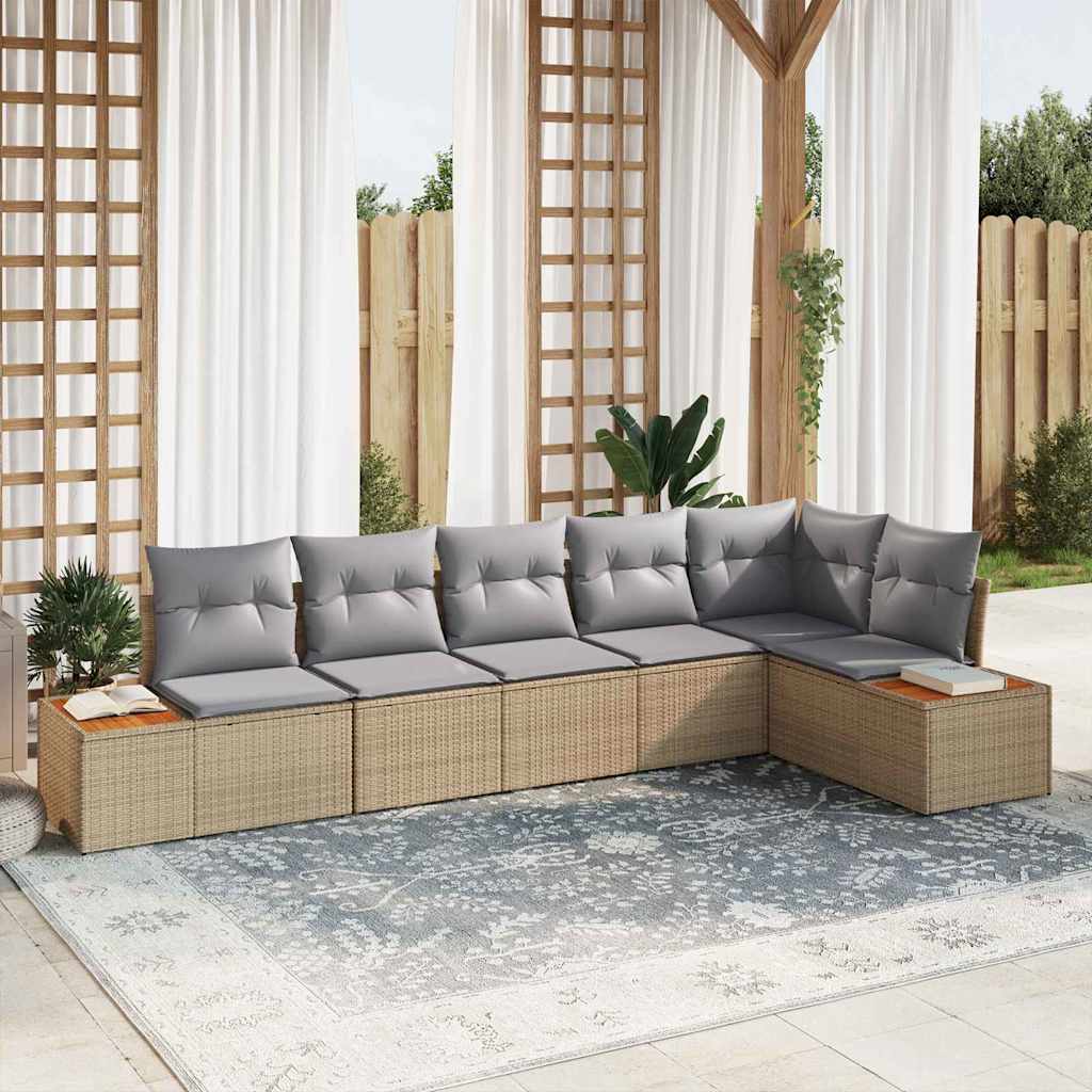 Tuinbankenset Met Kussen 6 Pcs En Crème Polyrattan